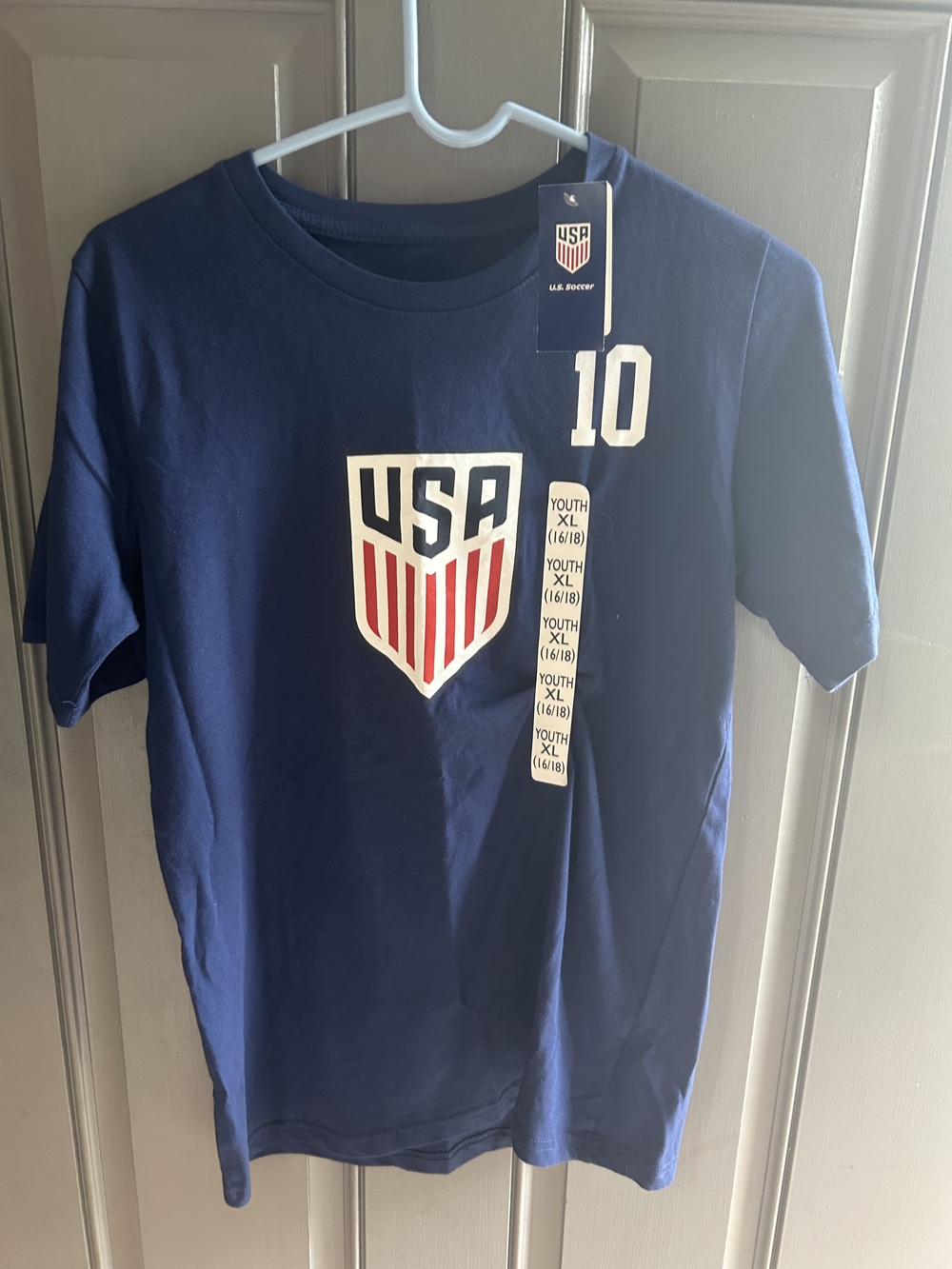 NWT US Soccer Youth XL 14/16 Christian Pulisic #10 Navy T-shirt USMNT 2026